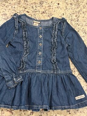Calvin Klein Jeans Girls' Blue Denim Ruffle Top